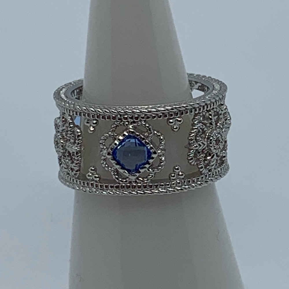 Judith Ripka Fleur Blue Sapphire & Topaz Silver Ring
